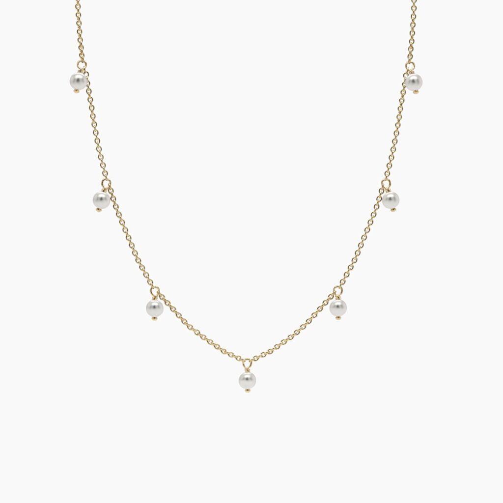 925 Sterling Silver Tiny Hanging Pearl Necklace