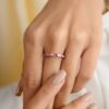925 Sterling Silver Tourmaline Baguette Cut Dainty Band - Image 2