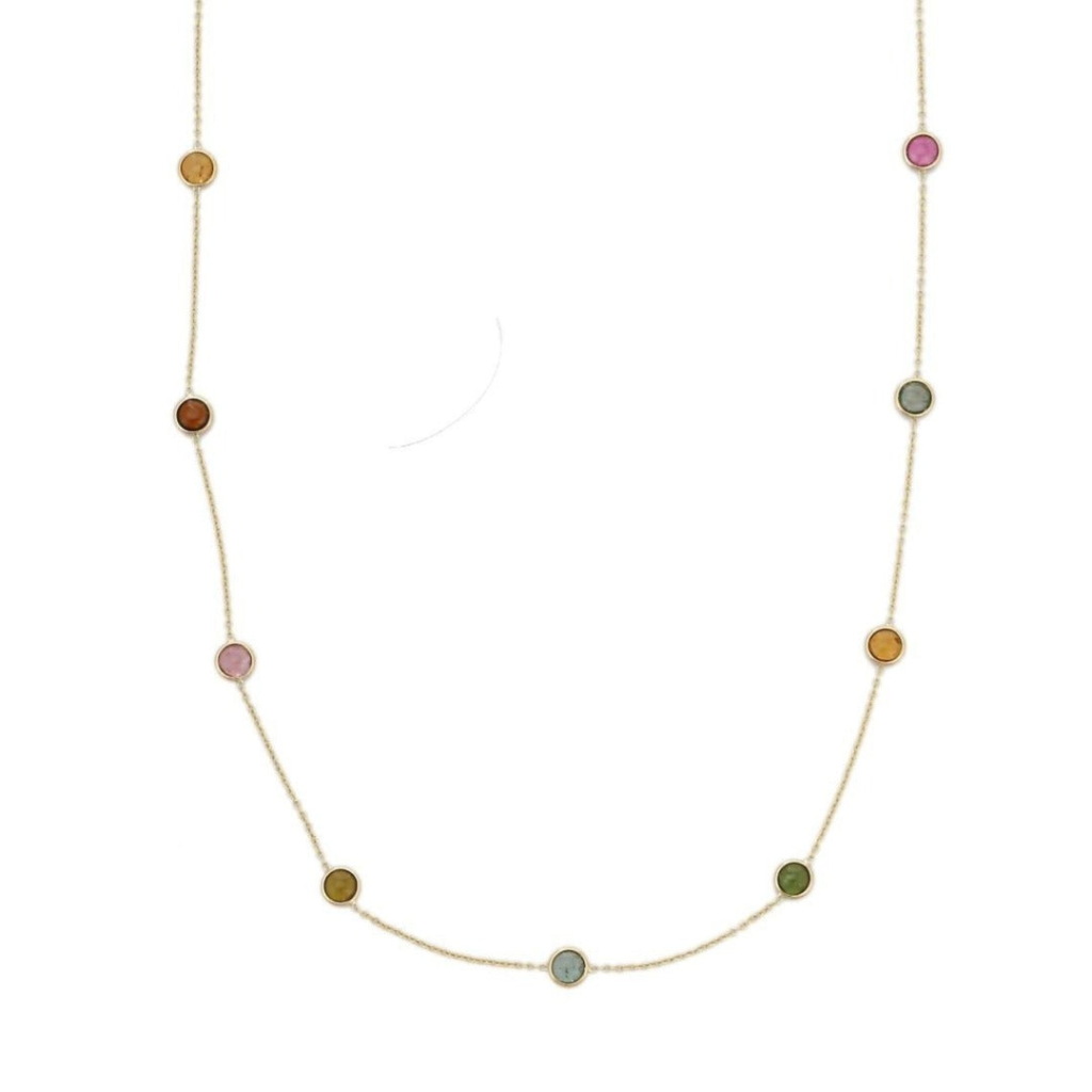 925 Sterling Silver Tourmaline Chain Necklace