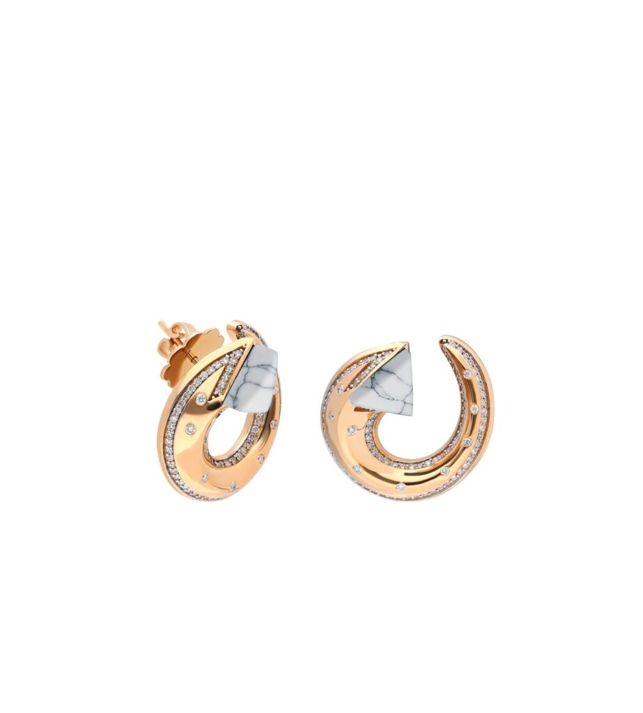 925 Sterling Silver Triangle White Agate Balance Earrings