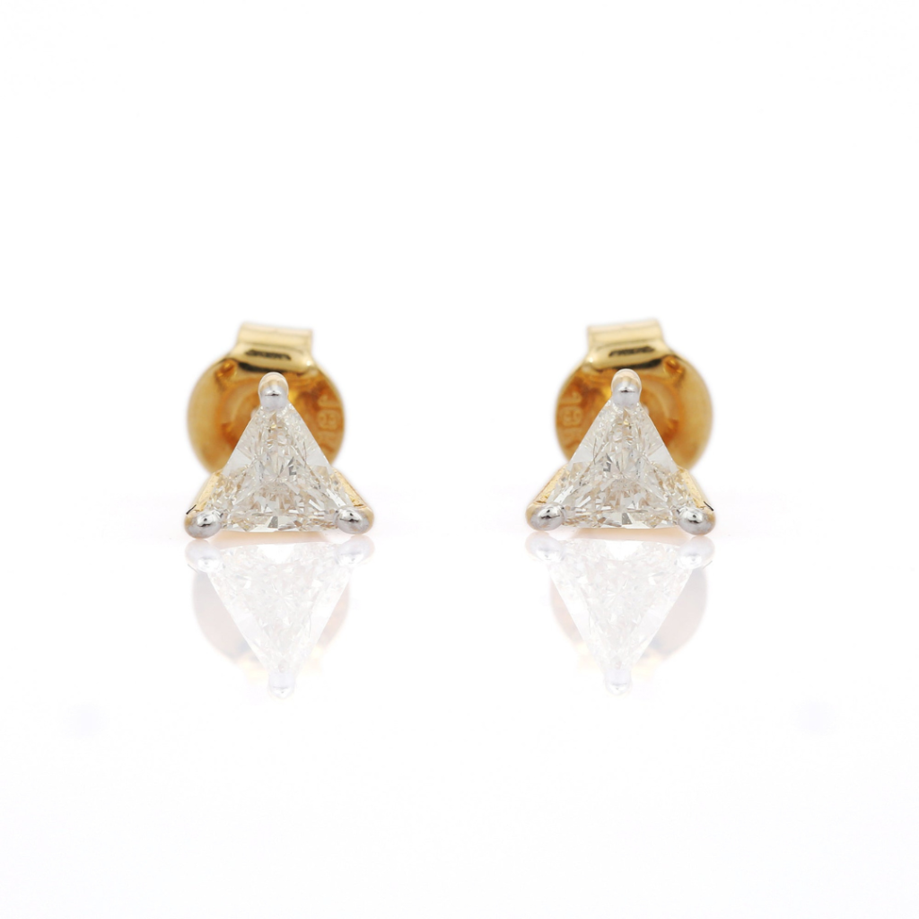 925 Sterling Silver Trillion Cut Diamond Tiny Stud Earrings
