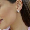 925 Sterling Silver Trillium Diamond Pearl Earrings - Image 2