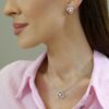 925 Sterling Silver Trillium Diamond Pearl Earrings - Image 4