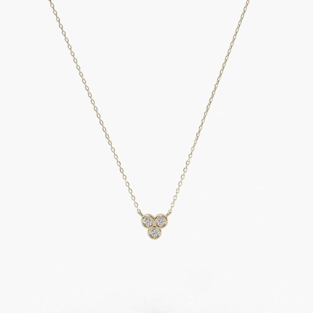 925 Sterling Silver Trio Bezel Diamond Necklace