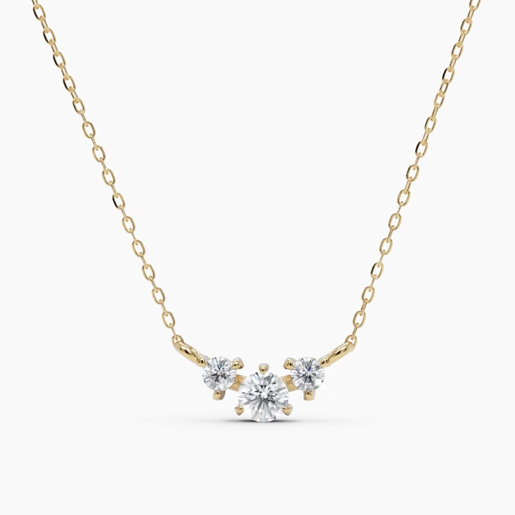 925 Sterling Silver Trio Diamond Necklace