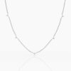 925 Sterling Silver Trio Diamond Station Necklace - Image 5