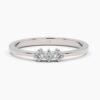 Triple diamond ring in polished sterling silver and CZ