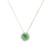 925 Sterling Silver Tsavorite Diamond Pendant Necklace