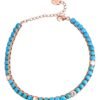 925 Sterling Silver Turquoise and Diamond Tennis Bracelet