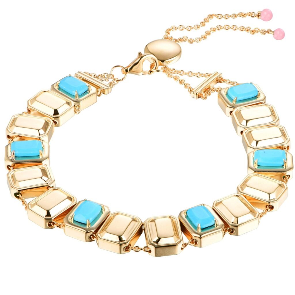 925 Sterling Silver Turquoise Goldstone Bracelet