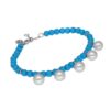 925 Sterling Silver Turquoise Perlee Diamond Pearl Bracelet - Image 3