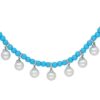 925 Sterling Silver Turquoise Perlee Diamond Pearl Necklace - Image 3