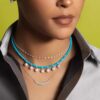 925 Sterling Silver Turquoise Perlee Diamond Pearl Necklace - Image 4