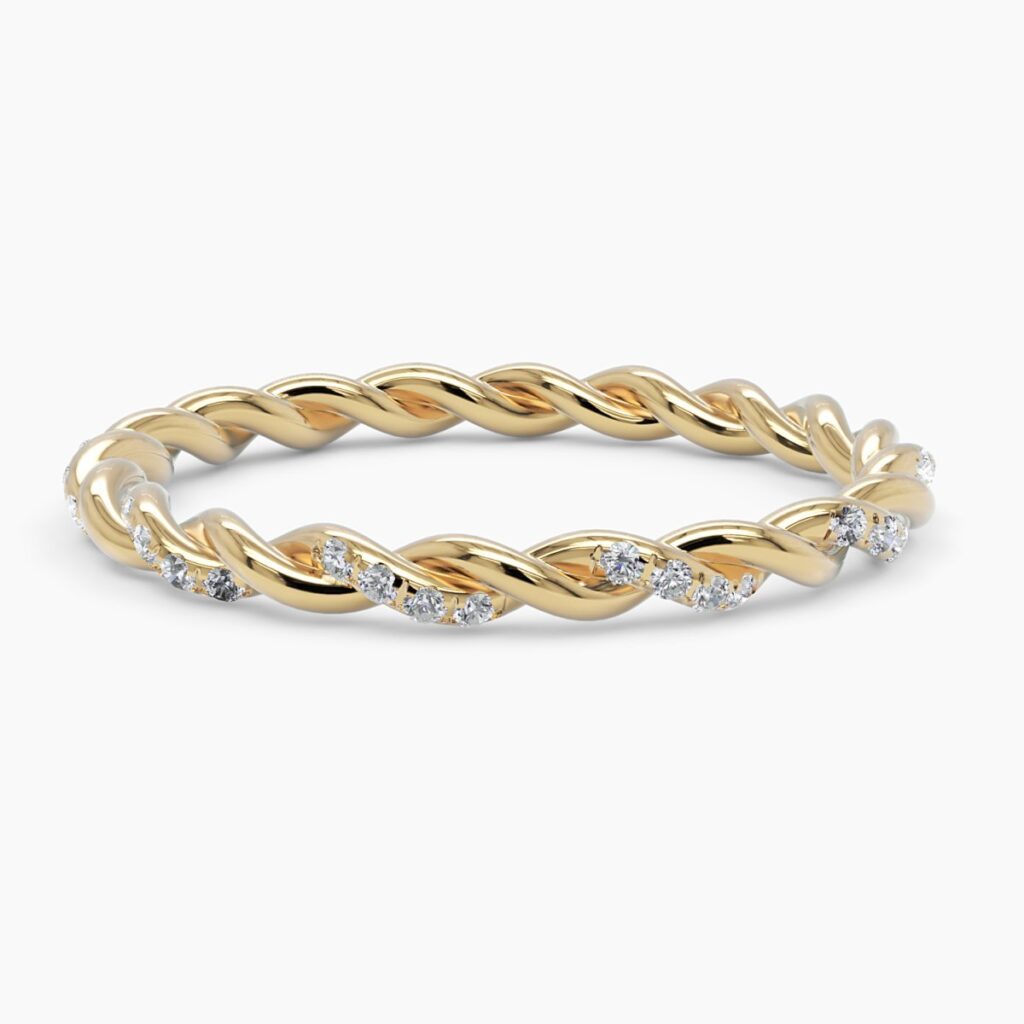 925 Sterling Silver Twisted Eternity Diamond Band Ring
