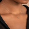 925 Sterling Silver Two Bezel Diamond Necklace - Image 2