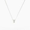 925 Sterling Silver Two Bezel Diamond Necklace - Image 7