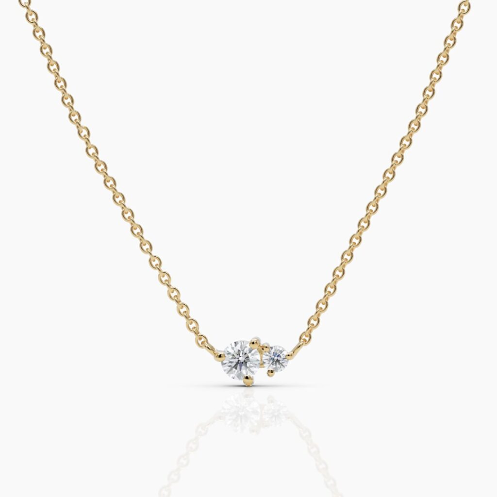925 Sterling Silver Two Diamond Necklace