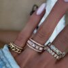 925 Sterling Silver Two Diamond Row Moonstone Band - Image 2