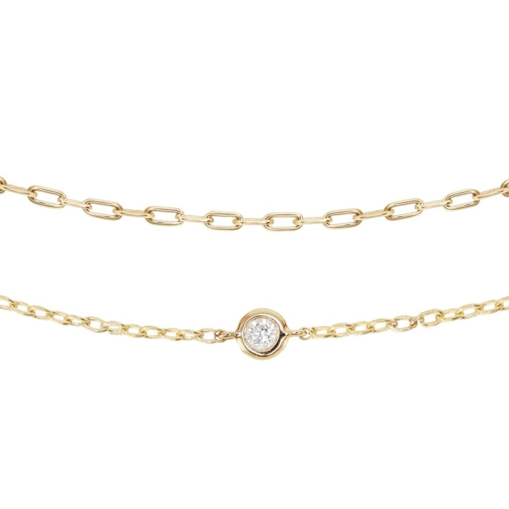 925 Sterling Silver Two Row Diamond Bezel Chain Bracelet