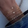 925 Sterling Silver Two Row Diamond Bezel Chain Bracelet - Image 3