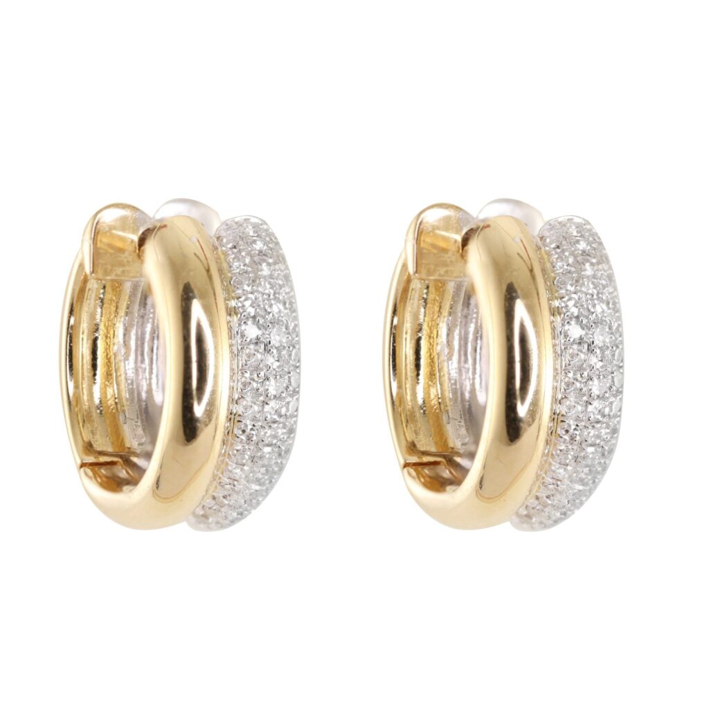 925 Sterling Silver Two Row Diamond Hoop