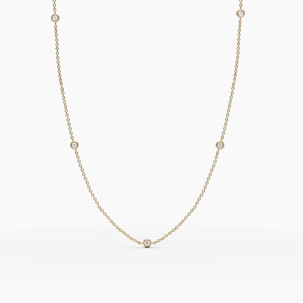 925 Sterling Silver Two Sided Diamond Bezel Station Necklace