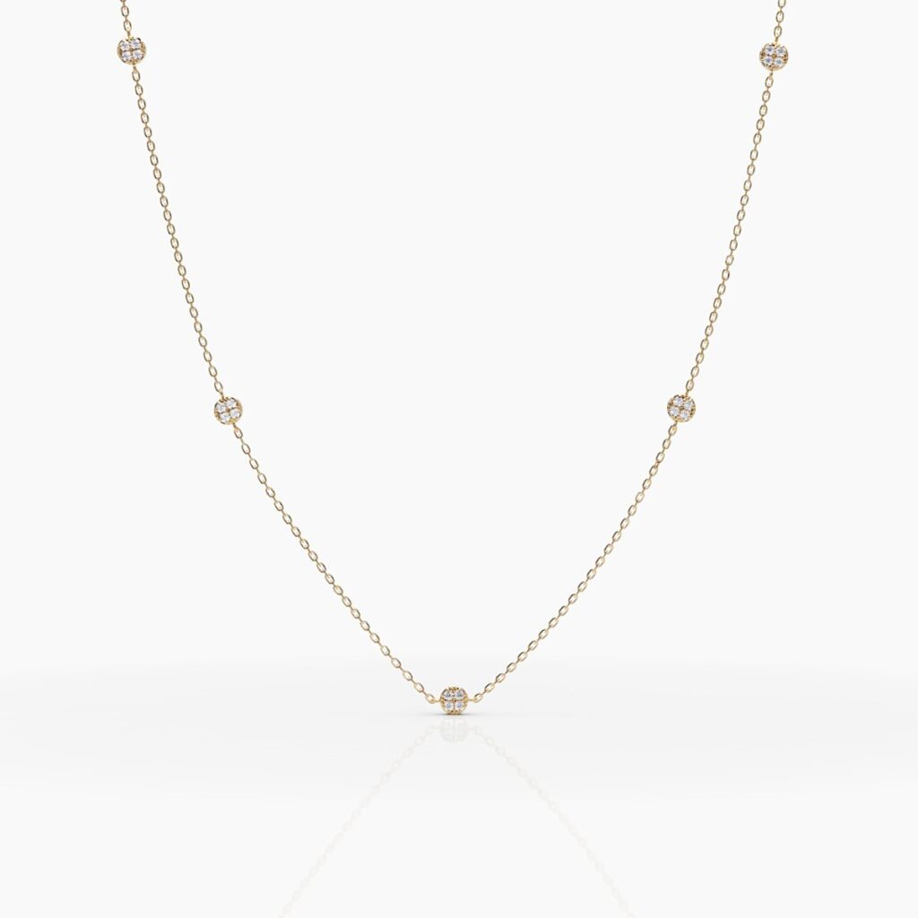 925 Sterling Silver Two Sided Diamond Disc Necklace