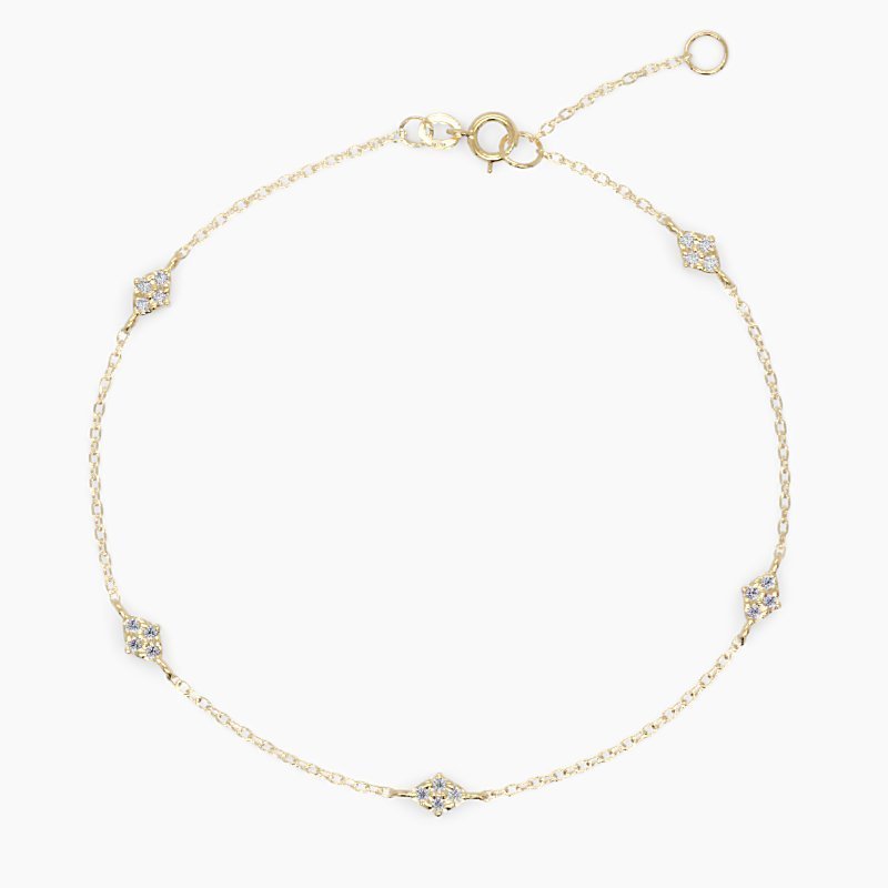 925 Sterling Silver Two Sided Diamond Station Bracelet