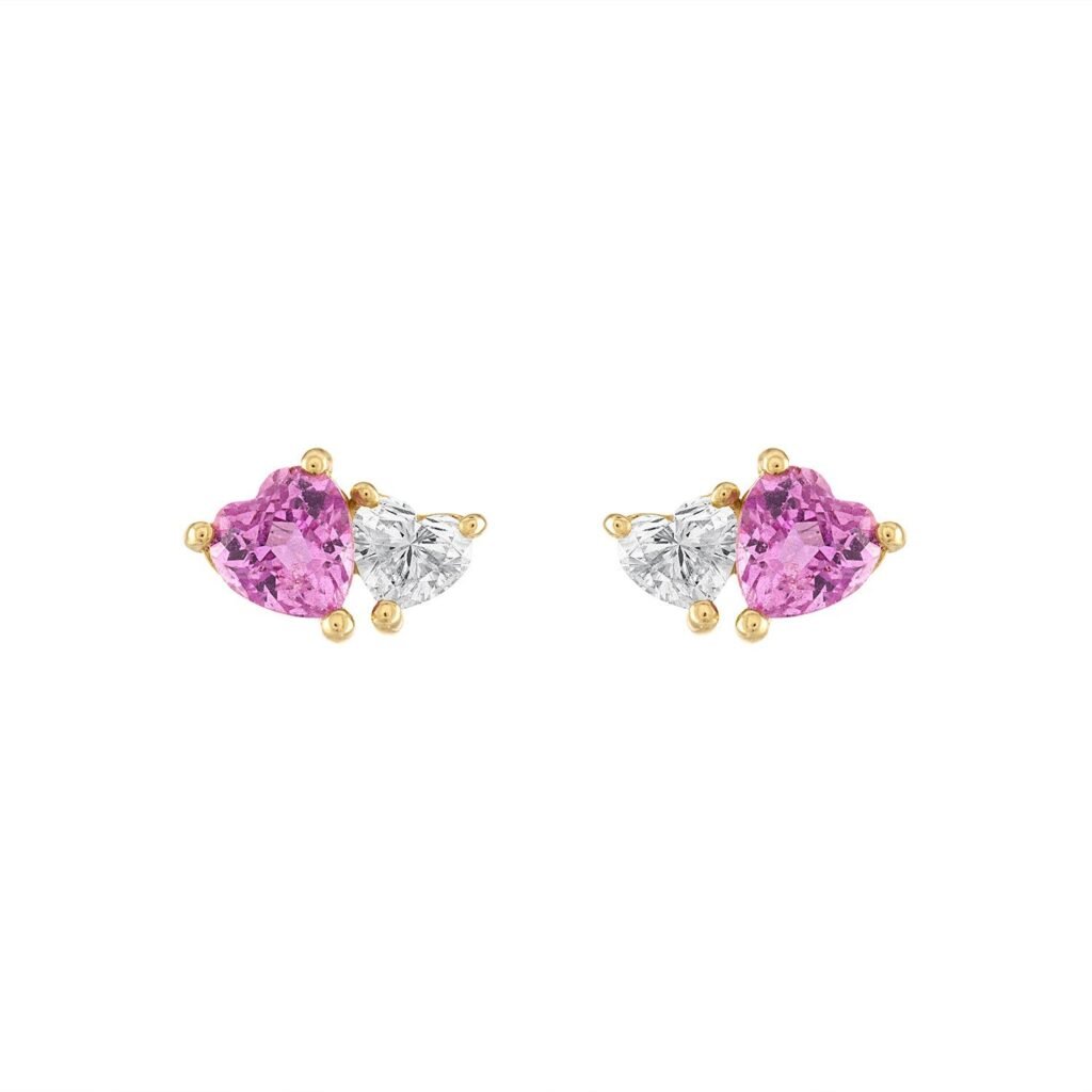 925 Sterling Silver Two Stone Diamond Stud Earrings