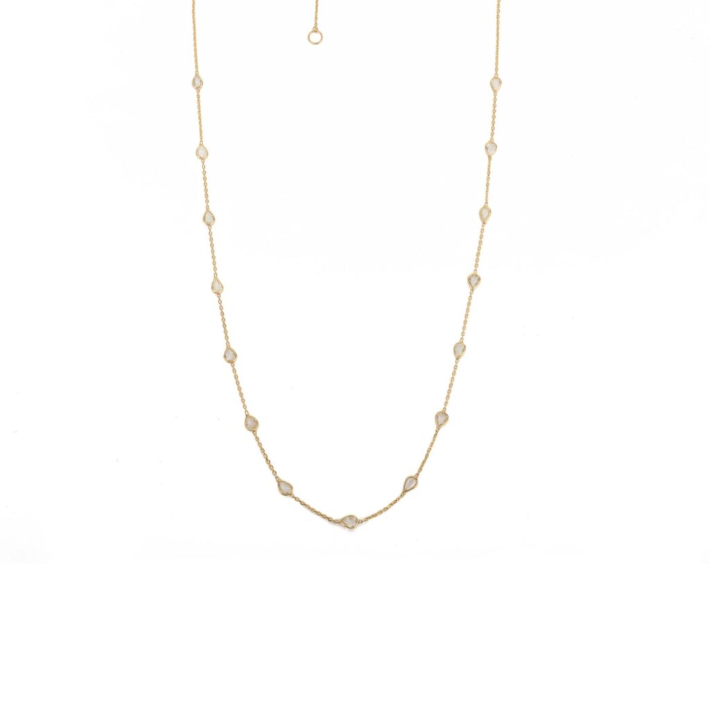 925 Sterling Silver Uncut Diamond Station Necklace