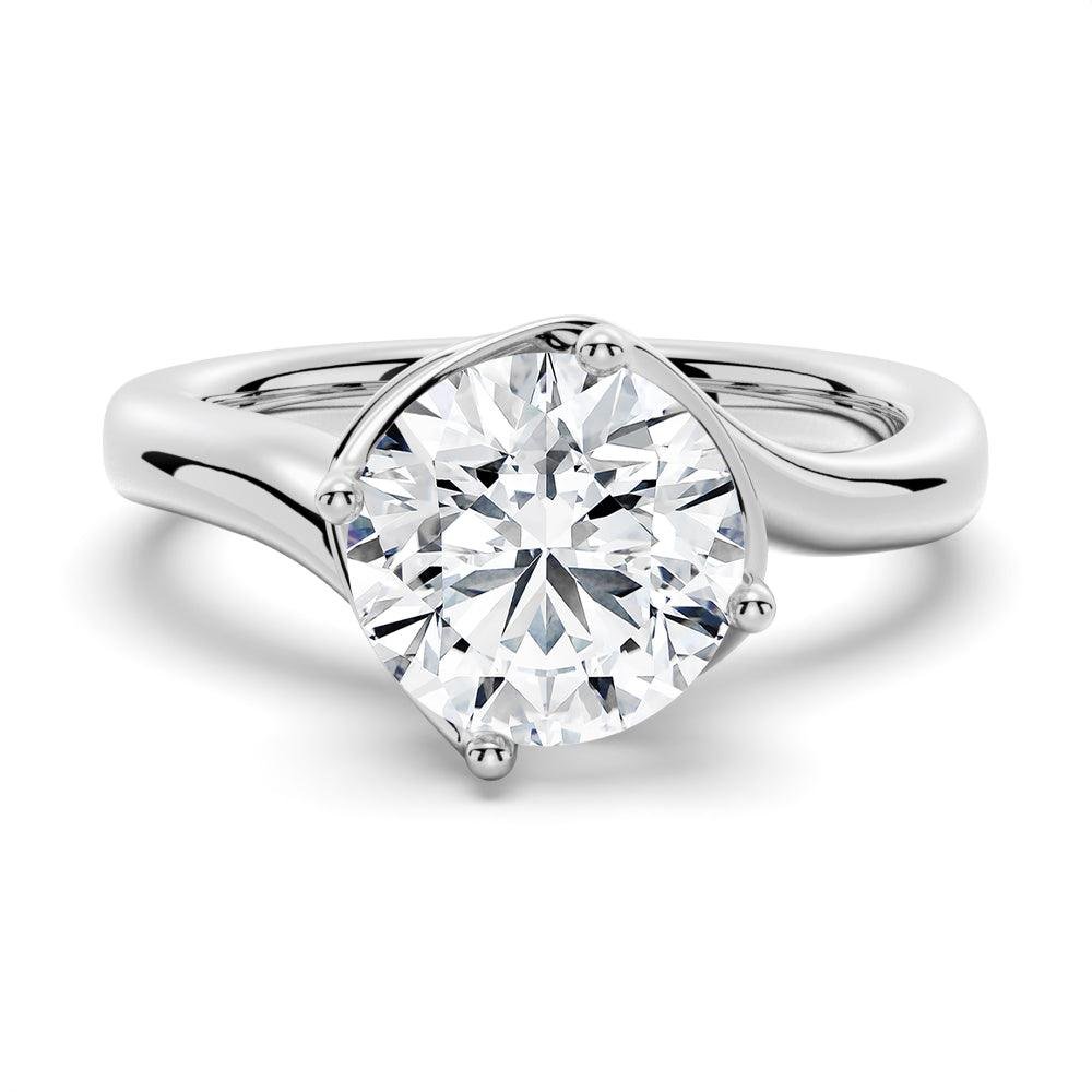 925 Sterling Silver Unique Design Solitaire Diamond Ring