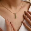 925 Sterling Silver Unique Emerald Long Pendant - Image 4