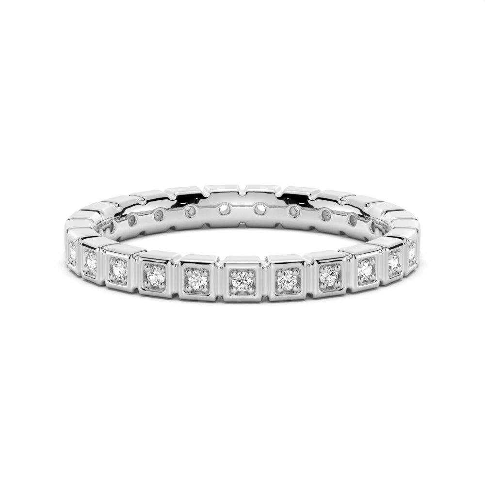 925 Sterling Silver Unique Pave Set Diamond Eternity Ring
