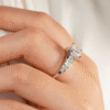 925 Sterling Silver Unique Three Stone Princess Cut Diamond Bridal Set Men Wedding Band - Image 19
