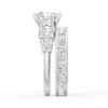 925 Sterling Silver Unique Three Stone Princess Cut Diamond Bridal Set Men Wedding Band - Image 27