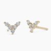 V shaped diamond earrings in 925 sterling silver with sleek profile