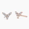 V shape diamond earrings with push back closures and subtle shine