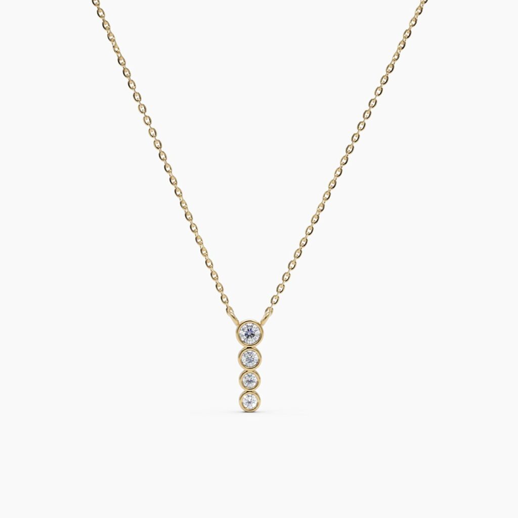 925 Sterling Silver Vertical Diamond Necklace