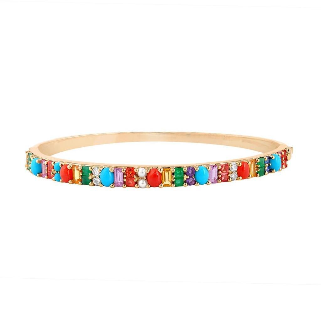 925 Sterling Silver Villa Diamond Pearl Bangle