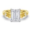 925 Sterling Silver Vintage Celtic Knots Design Emerald Cut Diamond Engagement Ring - Image 2