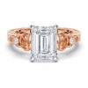 925 Sterling Silver Vintage Celtic Knots Design Emerald Cut Diamond Engagement Ring - Image 3