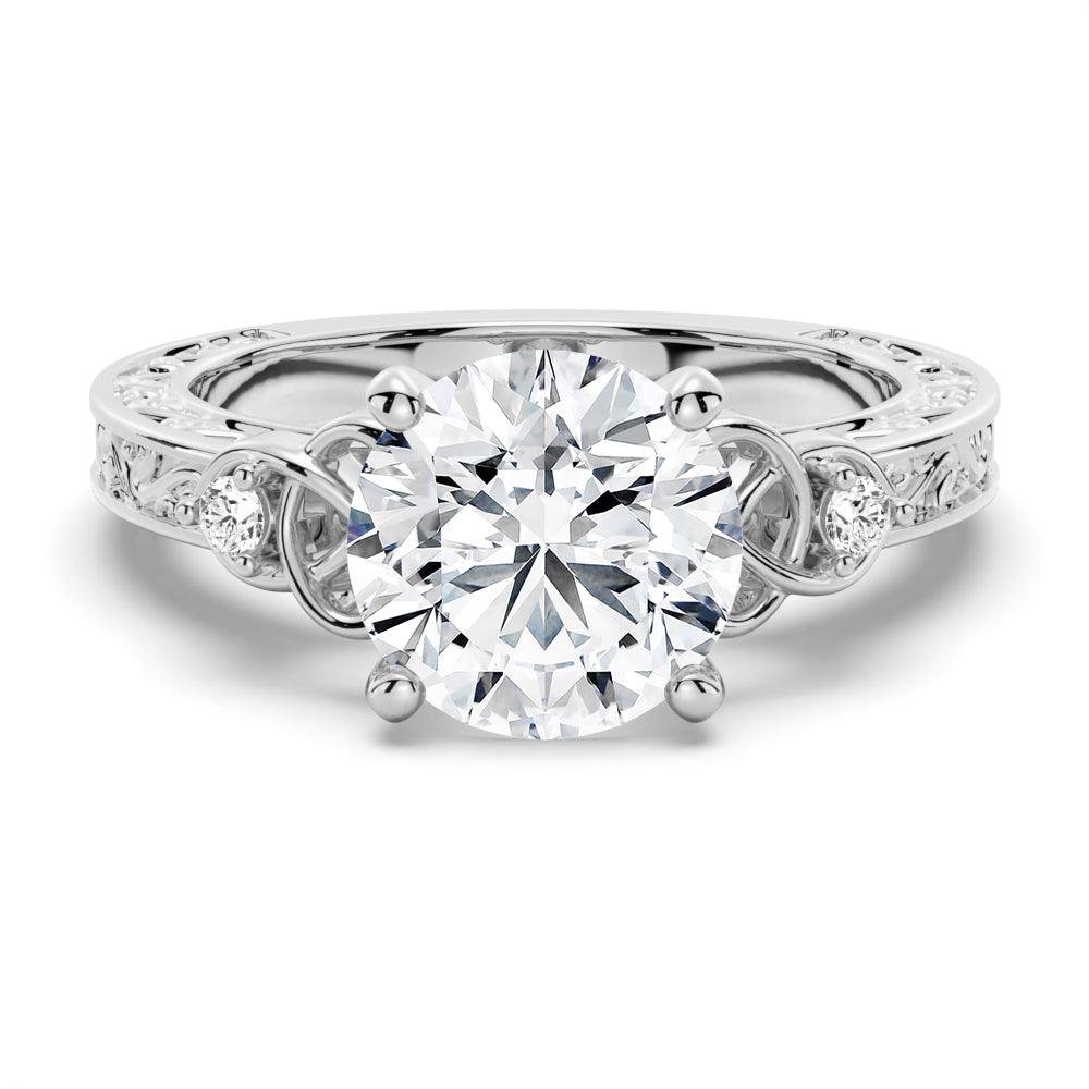 925 Sterling Silver Vintage Celtic Knots Design Round Diamond Engagement Ring
