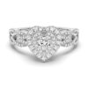 925 Sterling Silver Vintage Double Halo Heart Diamond Engagement Ring