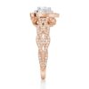925 Sterling Silver Vintage Double Halo Heart Diamond Engagement Ring - Image 11
