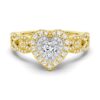 925 Sterling Silver Vintage Double Halo Heart Diamond Engagement Ring - Image 2