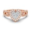 925 Sterling Silver Vintage Double Halo Heart Diamond Engagement Ring - Image 3