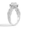 925 Sterling Silver Vintage Double Halo Heart Diamond Engagement Ring - Image 4