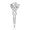925 Sterling Silver Vintage Double Halo Heart Diamond Engagement Ring - Image 5