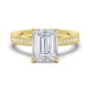 Sterling silver ring with prong and pave-set CZ diamond detailing