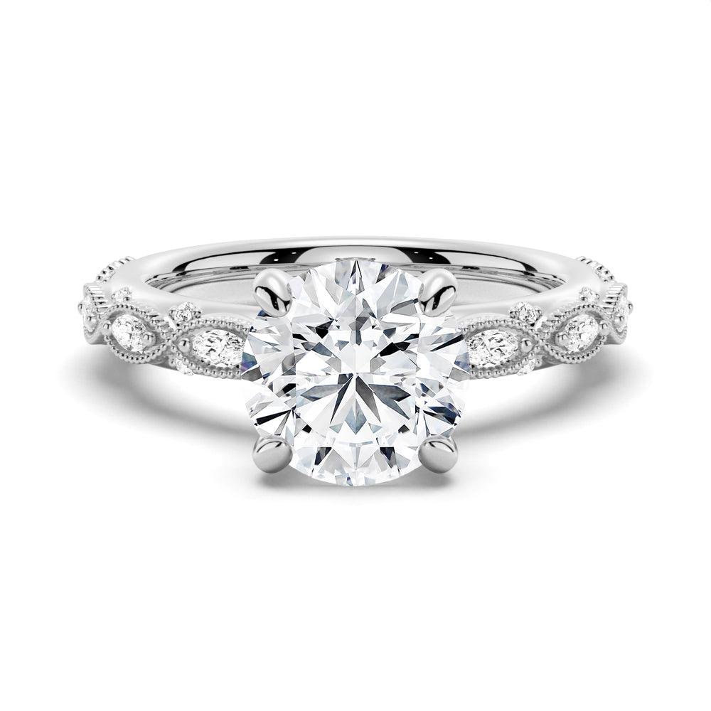 925 Sterling Silver Vintage Infinity Milgrain Cushion Cut Diamond Engagement Ring